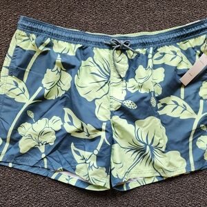 No Boundaries Floral Swim Shorts - Blue and Green